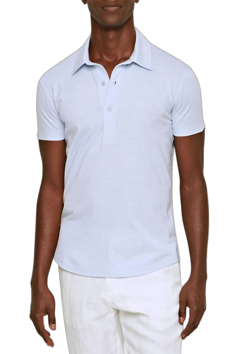 Orlebar Brown Cotton-Silk Blend Polo — Blue, view 2
