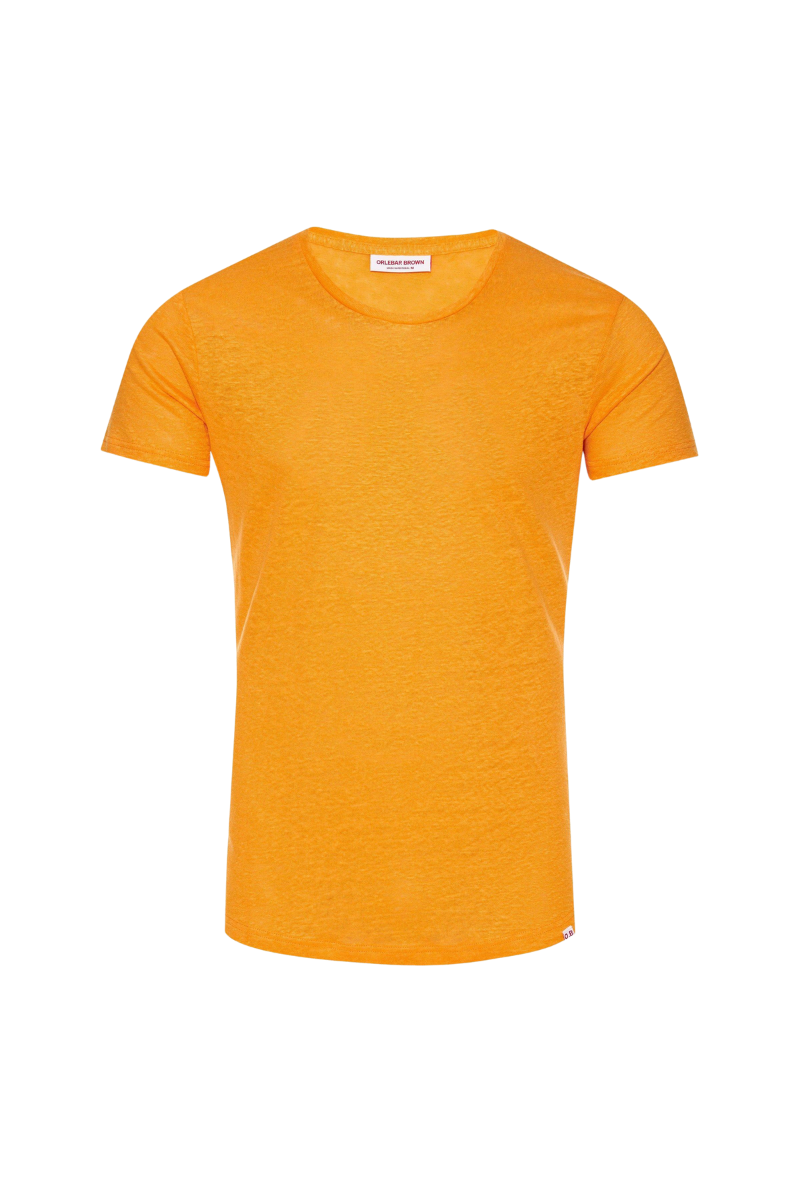 Orlebar Brown Linen Crewneck T-Shirt — Orange by Orlebar Brown