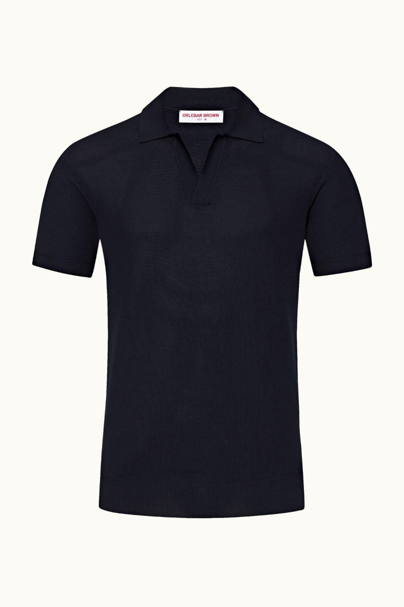 Orlebar Brown Cotton-Cashmere Knit Polo — Navy by Orlebar Brown