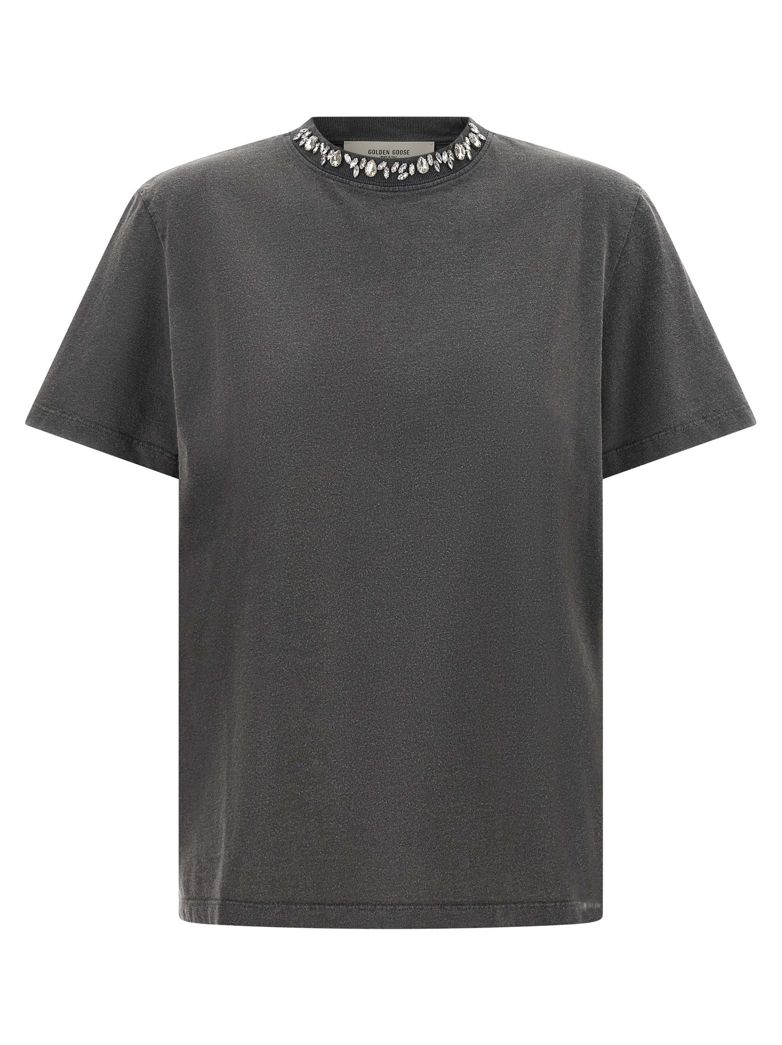 Golden Goose Crystal-Embellished Cotton Jersey T-Shirt — Gray by Golden Goose