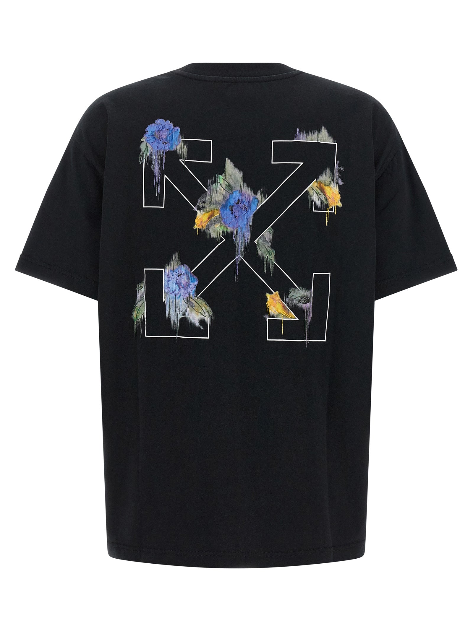 Off-White Logo-Embroidered Cotton T-shirt — Black, view 2