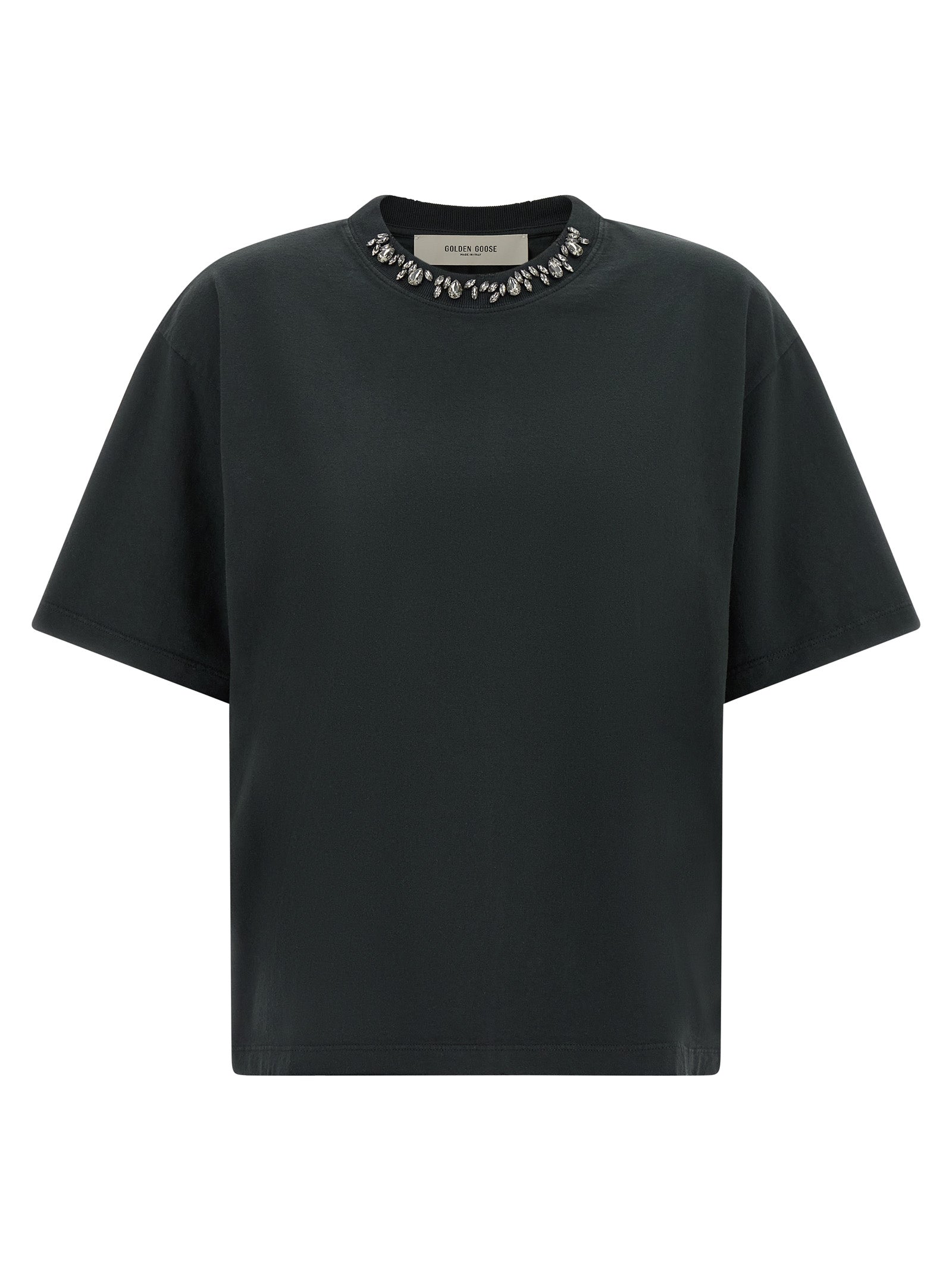 Golden Goose Crystal-Embellished Crew Neck T-Shirt — Black by Golden Goose