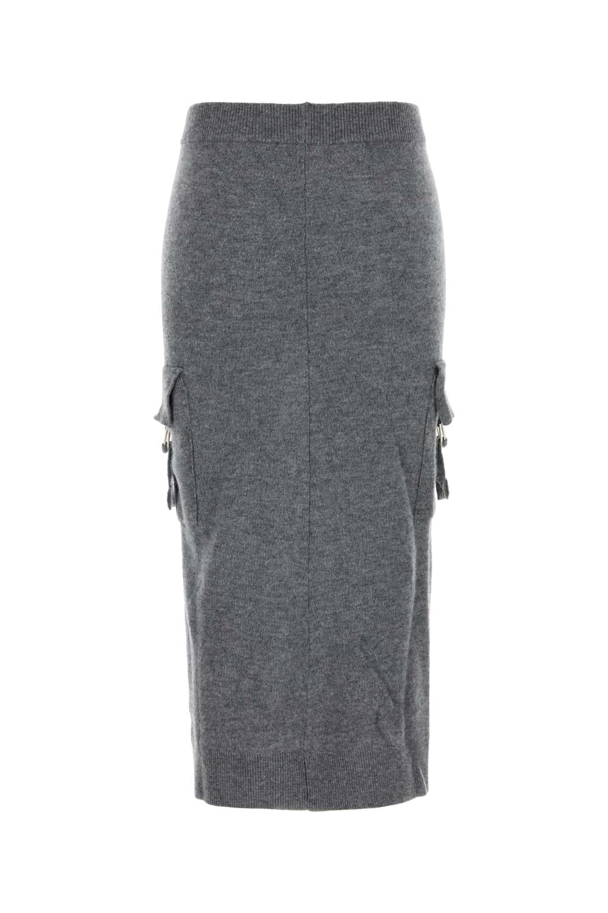 Blumarine Wool Pencil Skirt — Gray, view 2