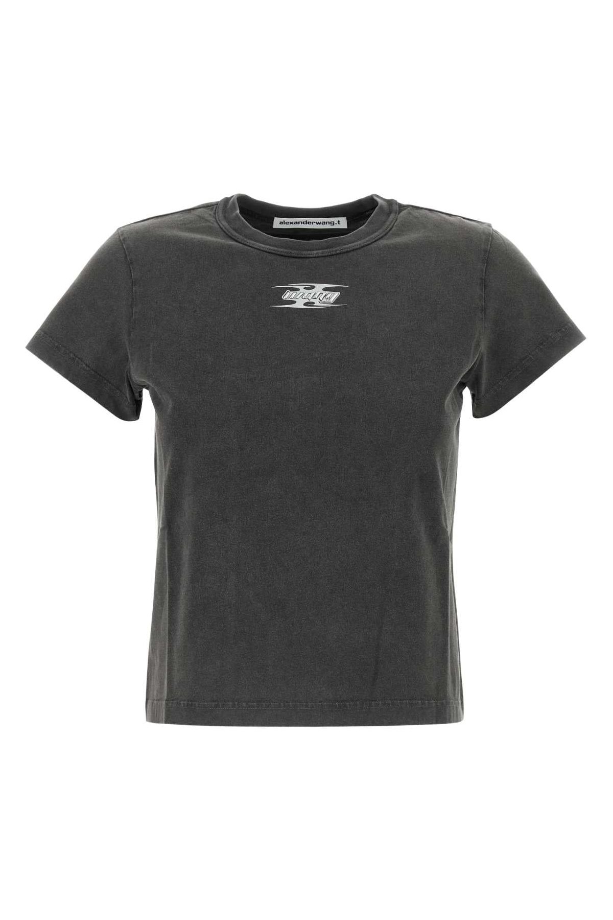 T By Alexander Wang Logo-Embroidered Cotton T-Shirt — Gray by T By Alexander Wang