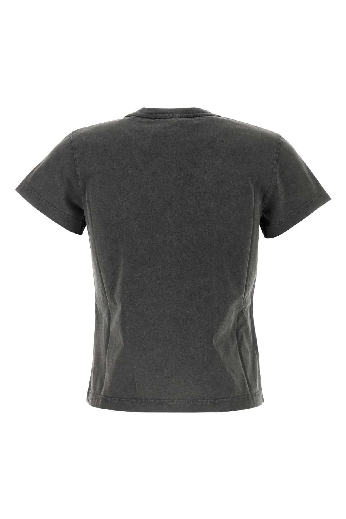 T By Alexander Wang Logo-Embroidered Cotton T-Shirt — Gray, view 2