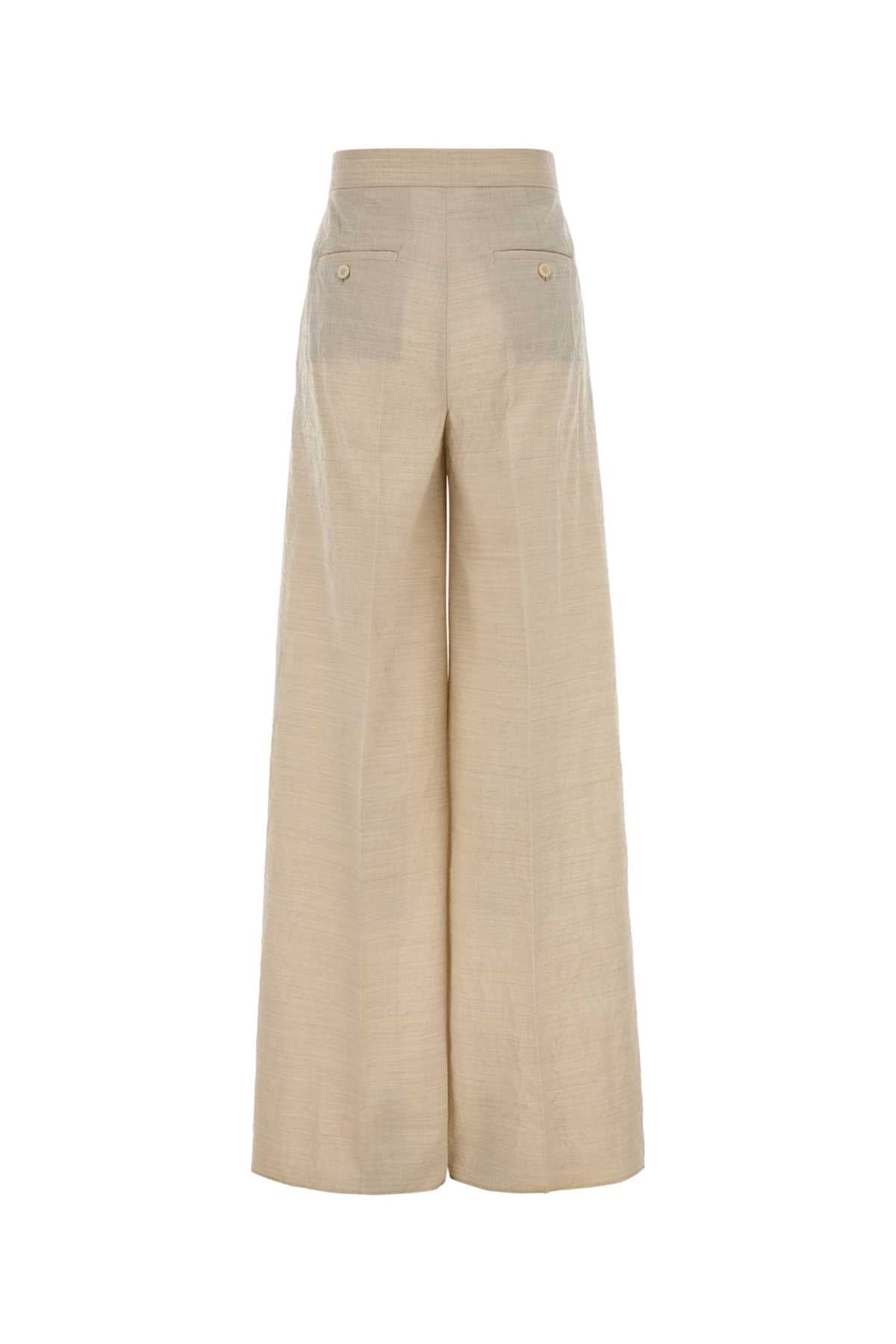 Max Mara Virgin Wool Trousers — Beige, view 2