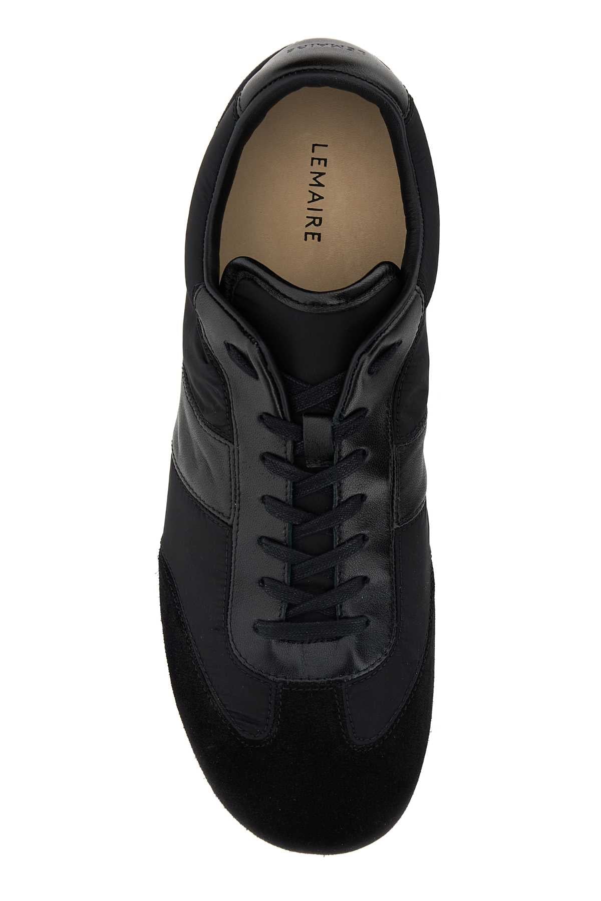 Lemaire Leather & Suede Sneaker — Black, view 3