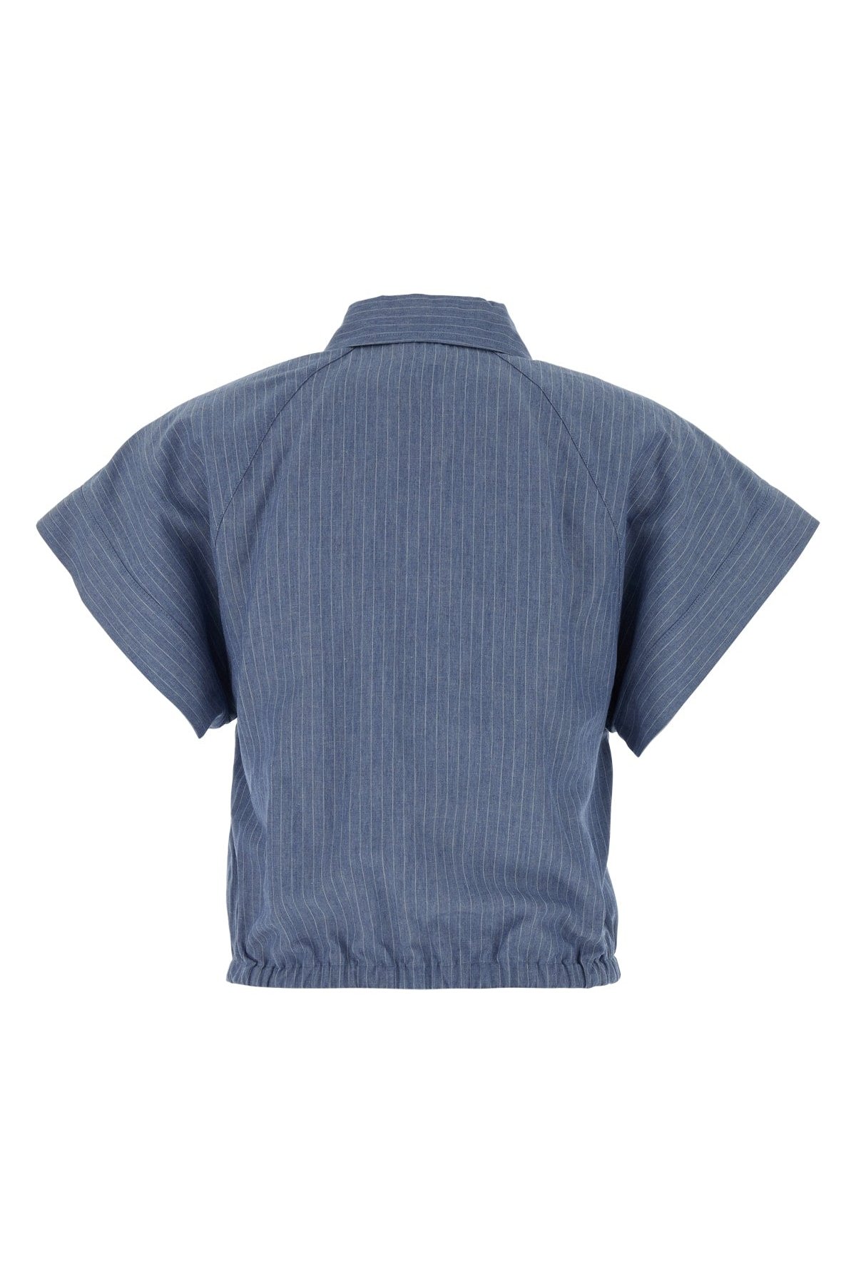 Jacob Cohen Pinstriped Viscose-Linen Shirt — Blue, view 2