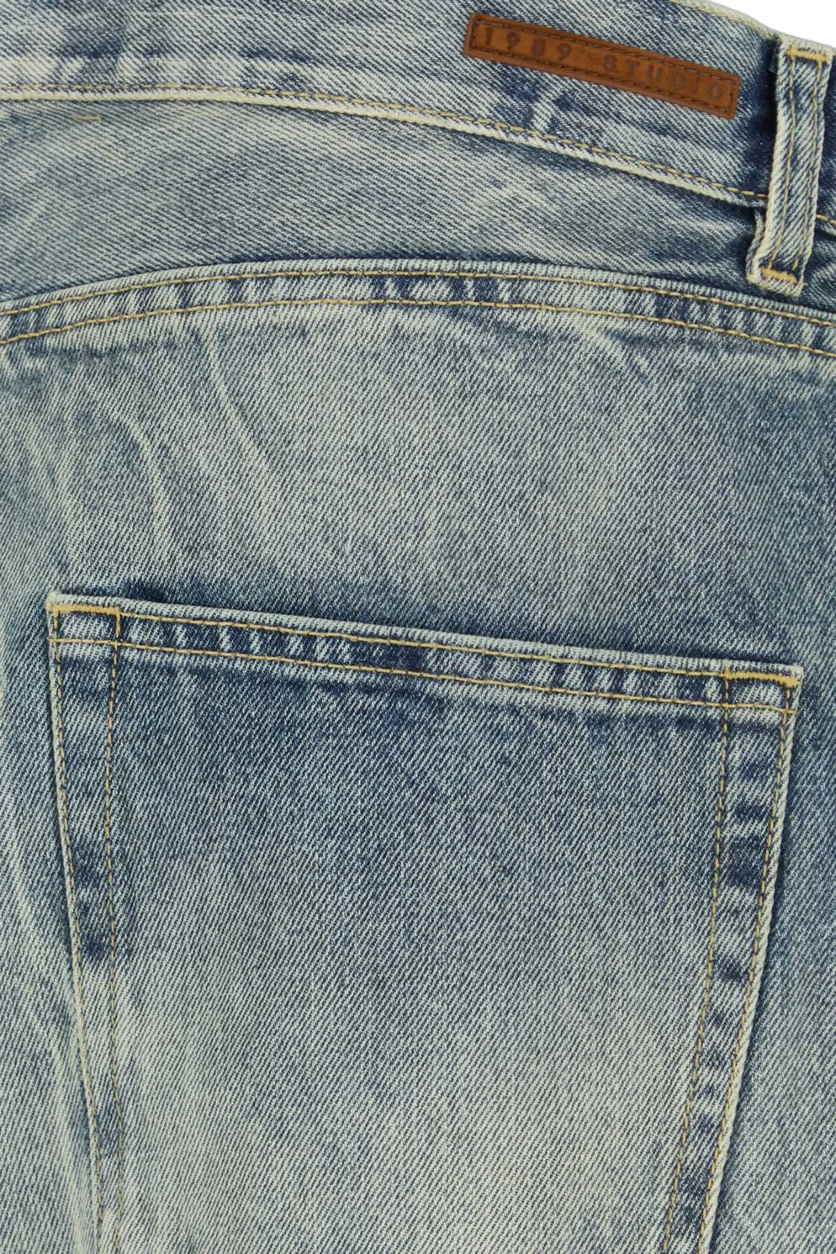 1989 Studio Wide-Leg Distressed Jeans — Blue, view 3