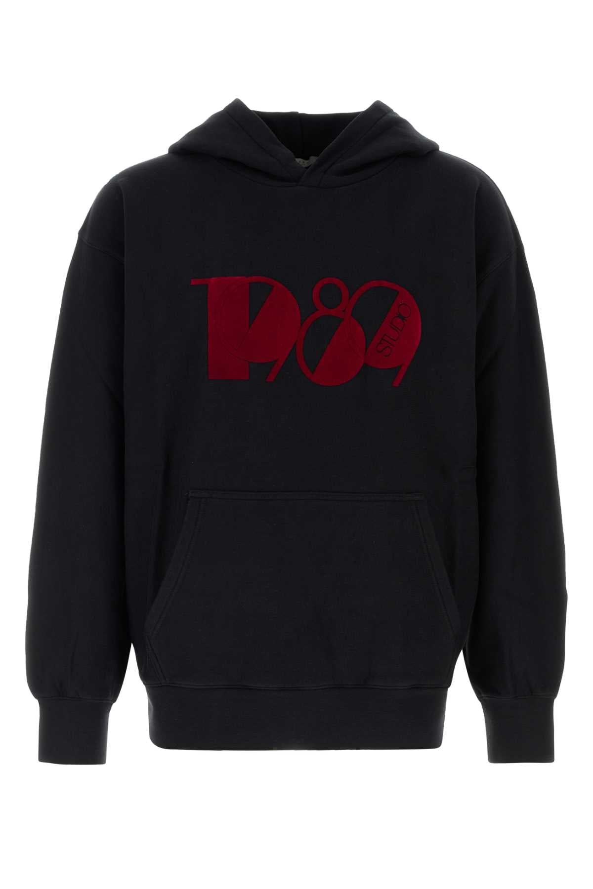 1989 Studio Logo-Embroidered Cotton Hoodie — Black by 1989 Studio