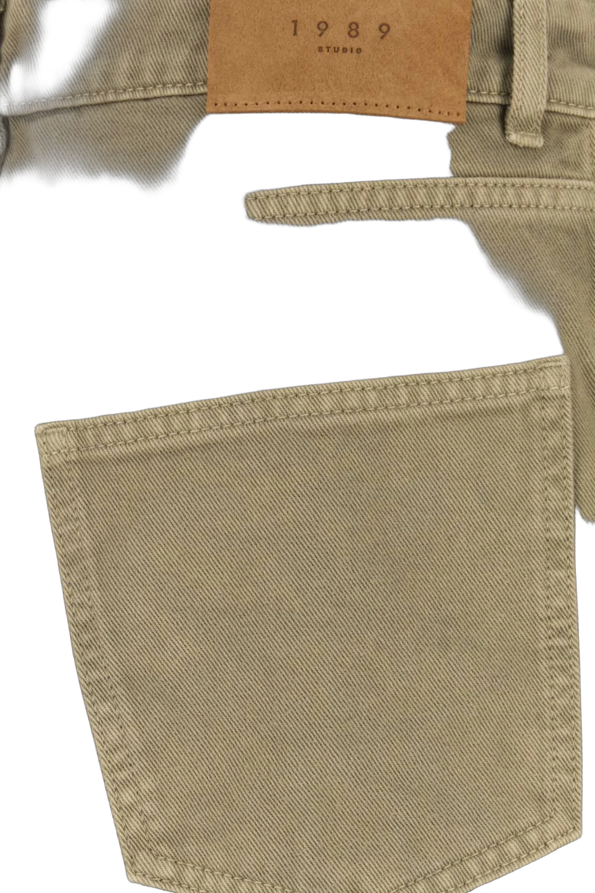 1989 Studio Wide-Leg Cotton Jeans — Beige, view 3