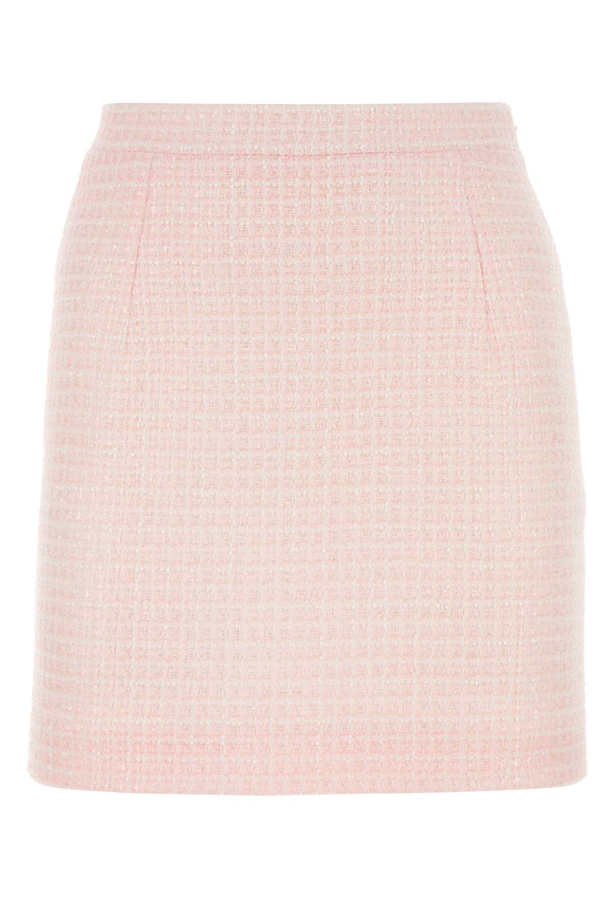 Alessandra Rich Tailored Nylon Tweed Skirt — Pink by Alessandra Rich