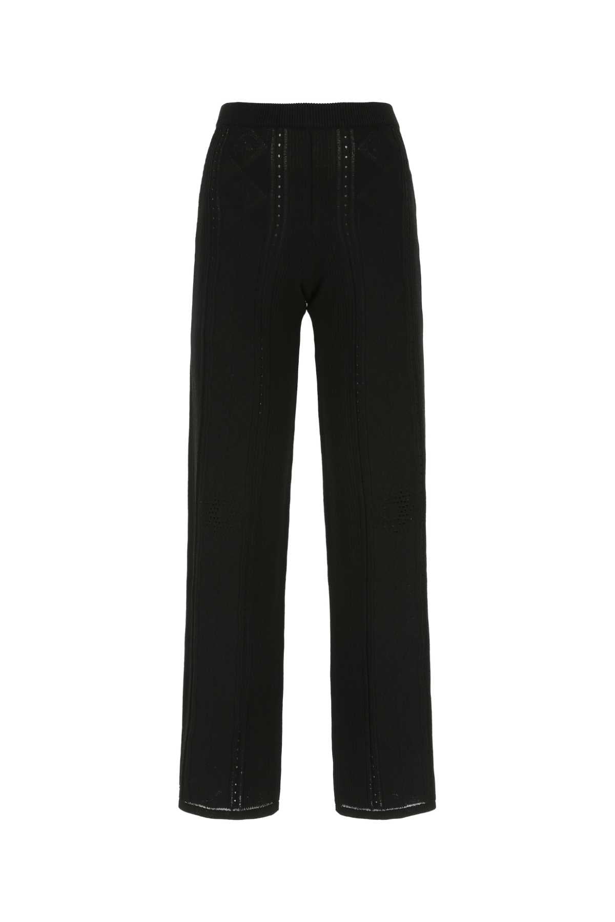 Marine Serre Ribbed Viscose Nylon Trousers — Black by Marine Serre