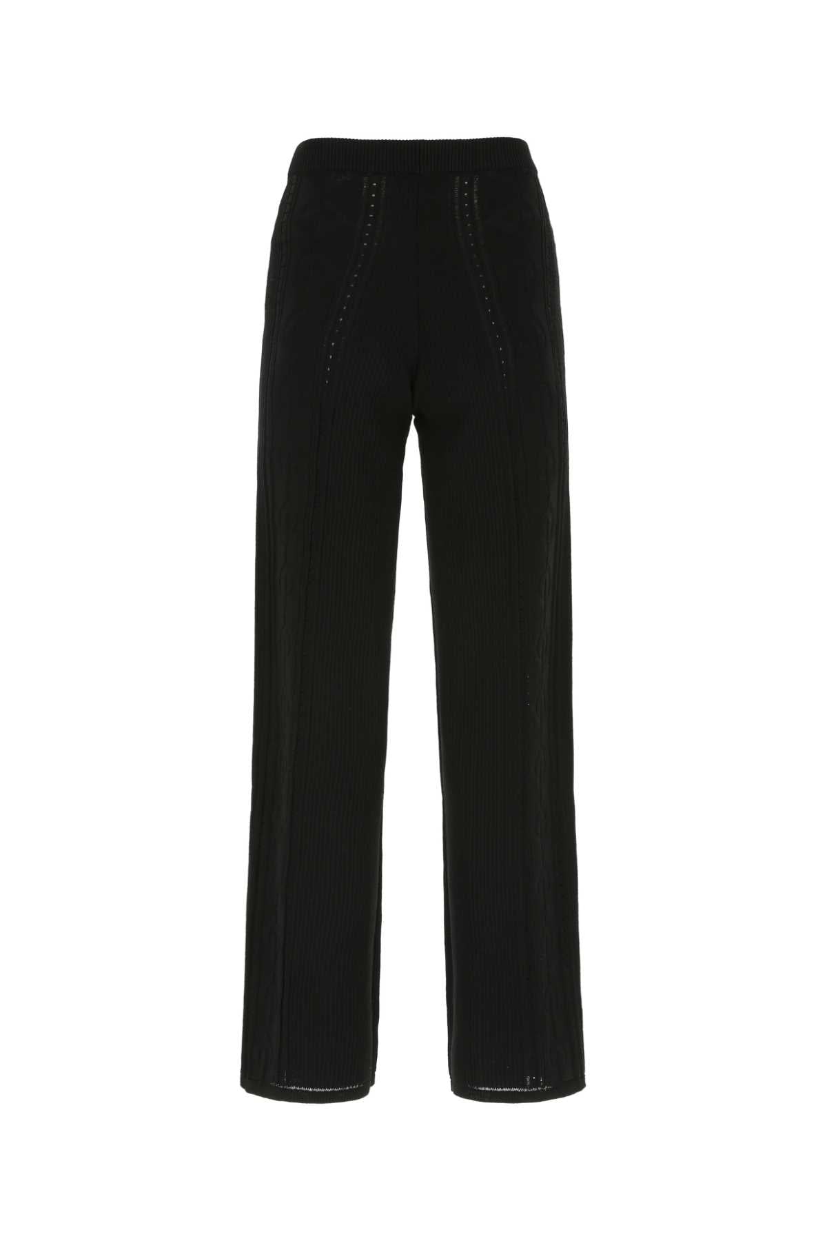 Marine Serre Ribbed Viscose Nylon Trousers — Black, view 2