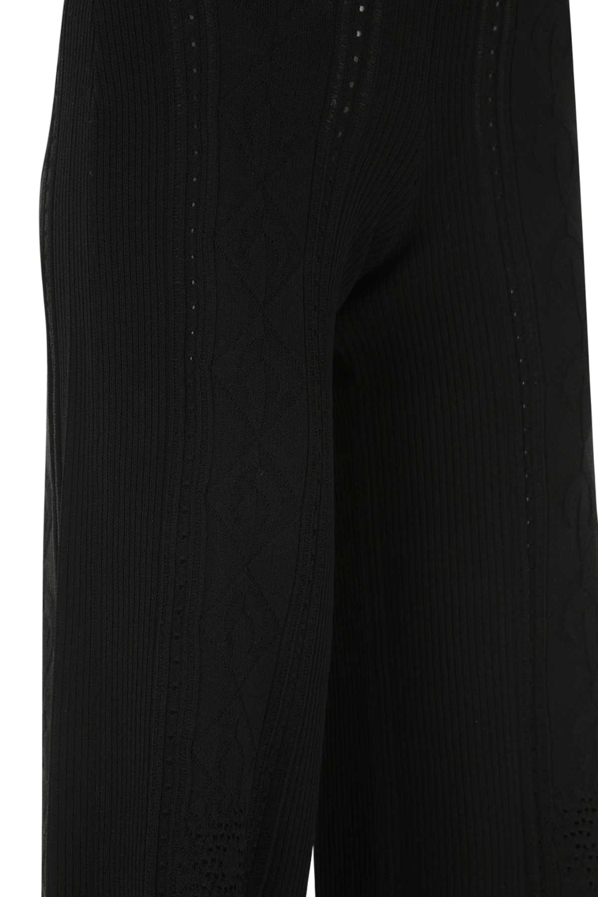Marine Serre Ribbed Viscose Nylon Trousers — Black, view 3