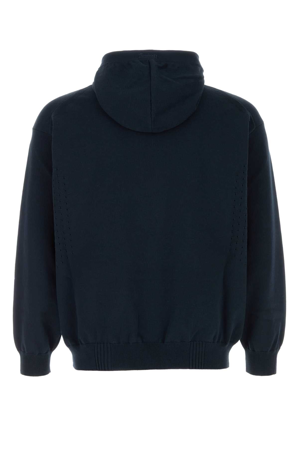 Herno Laminar Cotton Polyester Zip-Through Hooded Sweatshirt — Navy, view 2