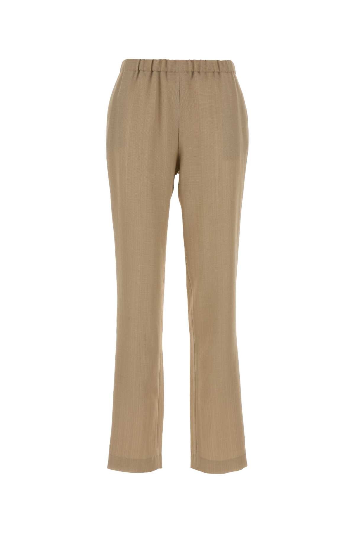 Loulou De Saison Viscose Wool Blend Trousers — Beige by Loulou De Saison