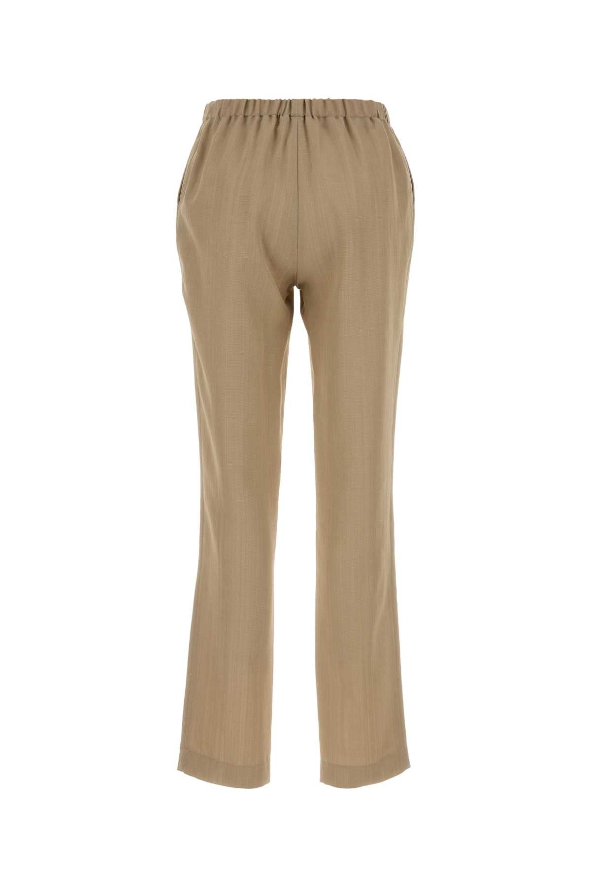 Loulou De Saison Viscose Wool Blend Trousers — Beige, view 2