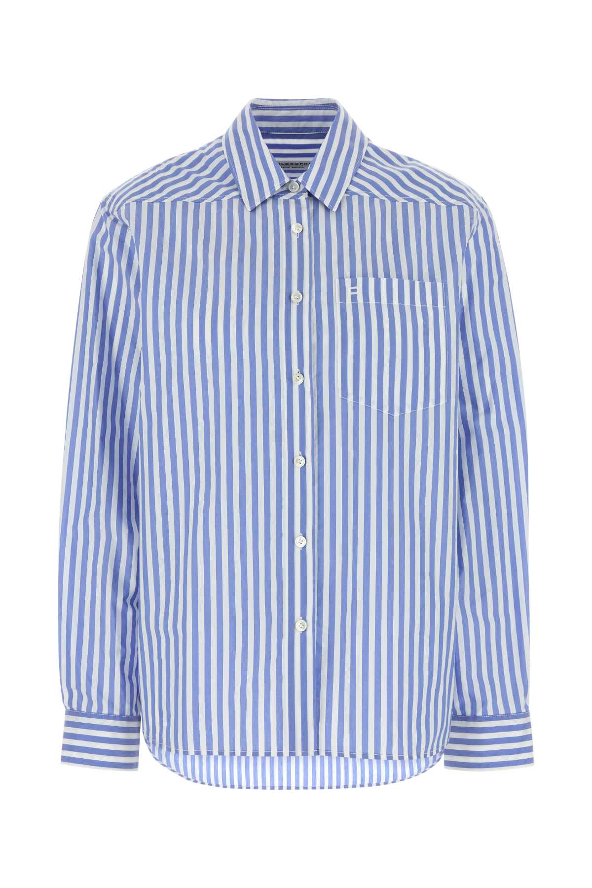 Philosophy Di Lorenzo Serafini Striped Nylon-Cotton Shirt — Blue by Philosophy Di Lorenzo Serafini