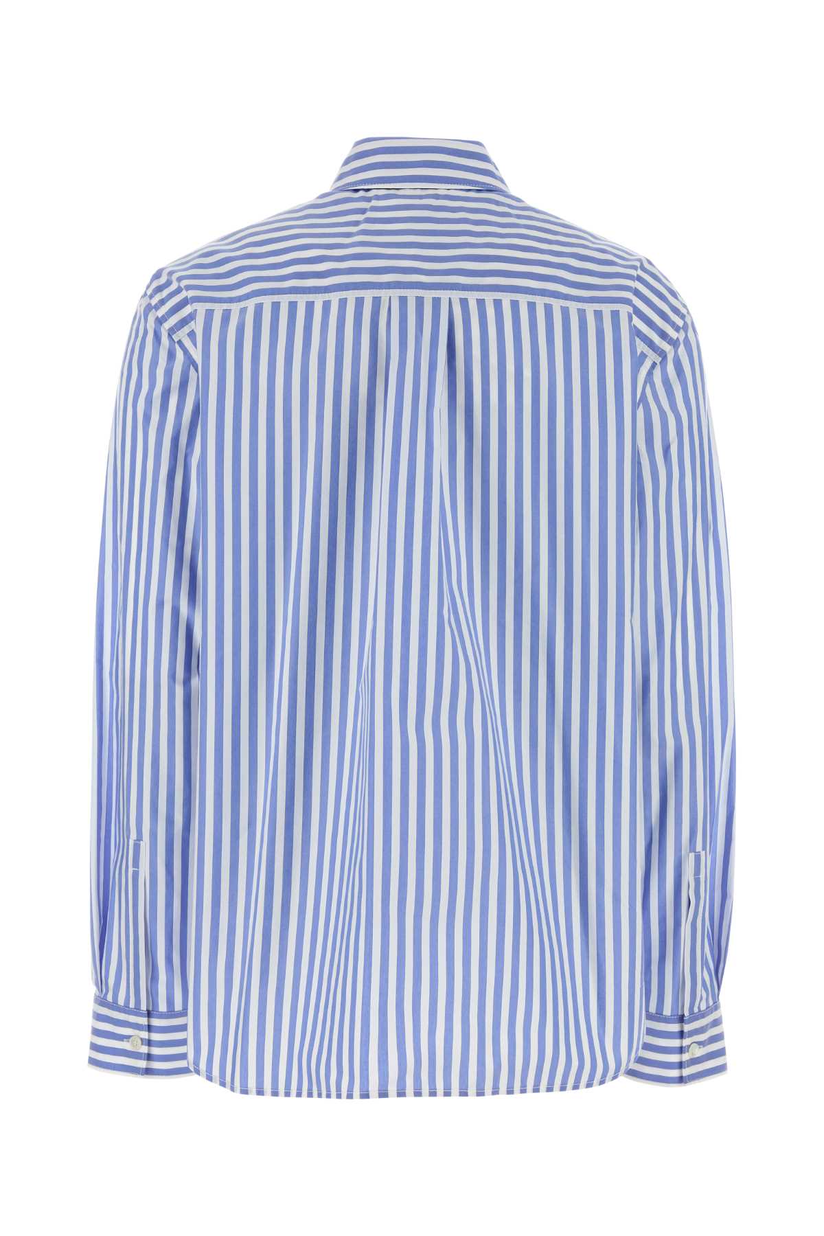 Philosophy Di Lorenzo Serafini Striped Nylon-Cotton Shirt — Blue, view 2