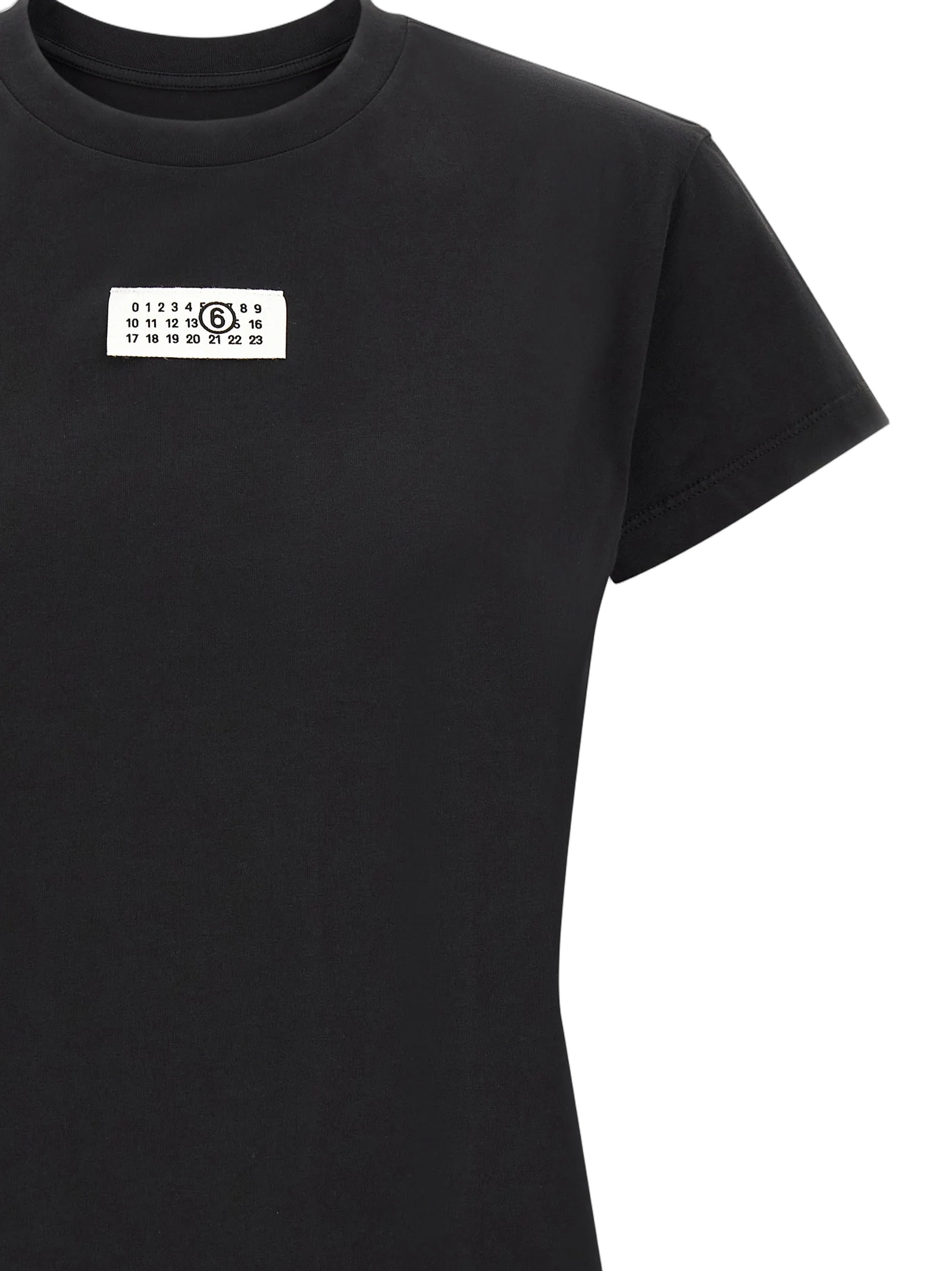 MM6 Maison Margiela Numeric Signature Patch Cotton T-Shirt — Black, view 3