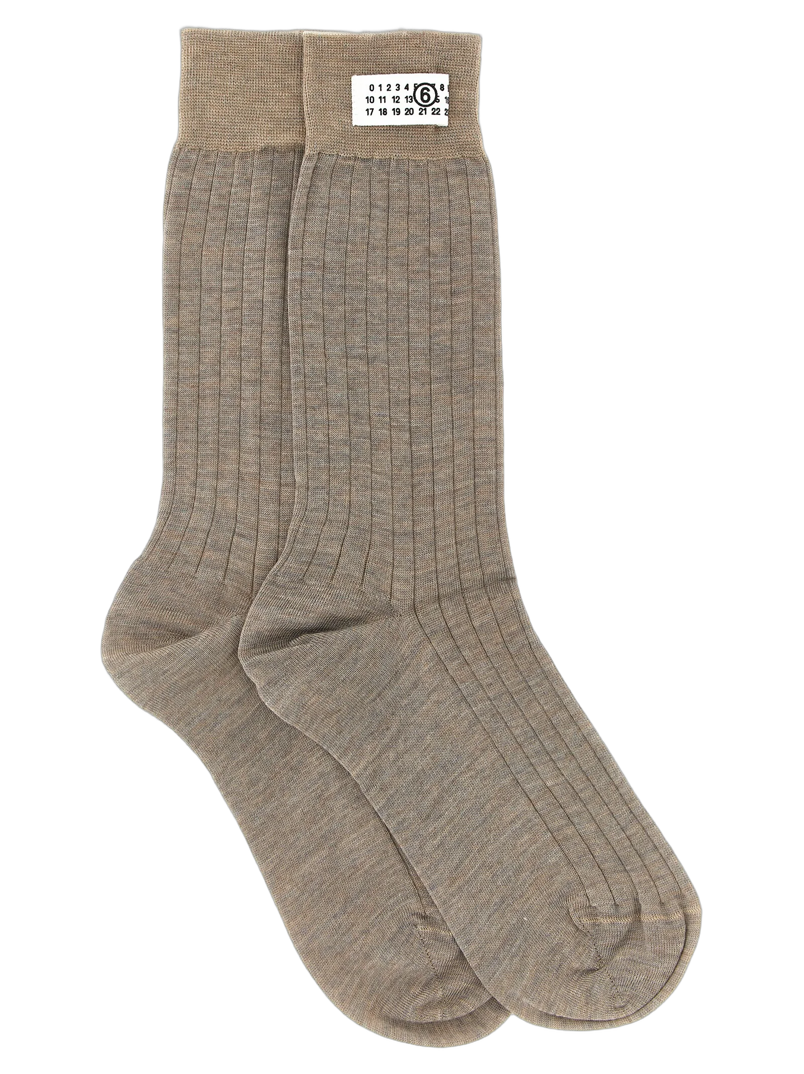 MM6 Maison Margiela Ribbed Wool Socks — Beige by MM6 Maison Margiela