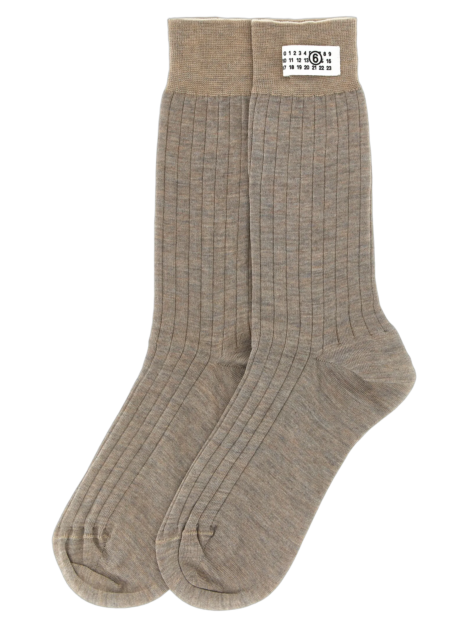 MM6 Maison Margiela Ribbed Wool Socks — Beige, view 2