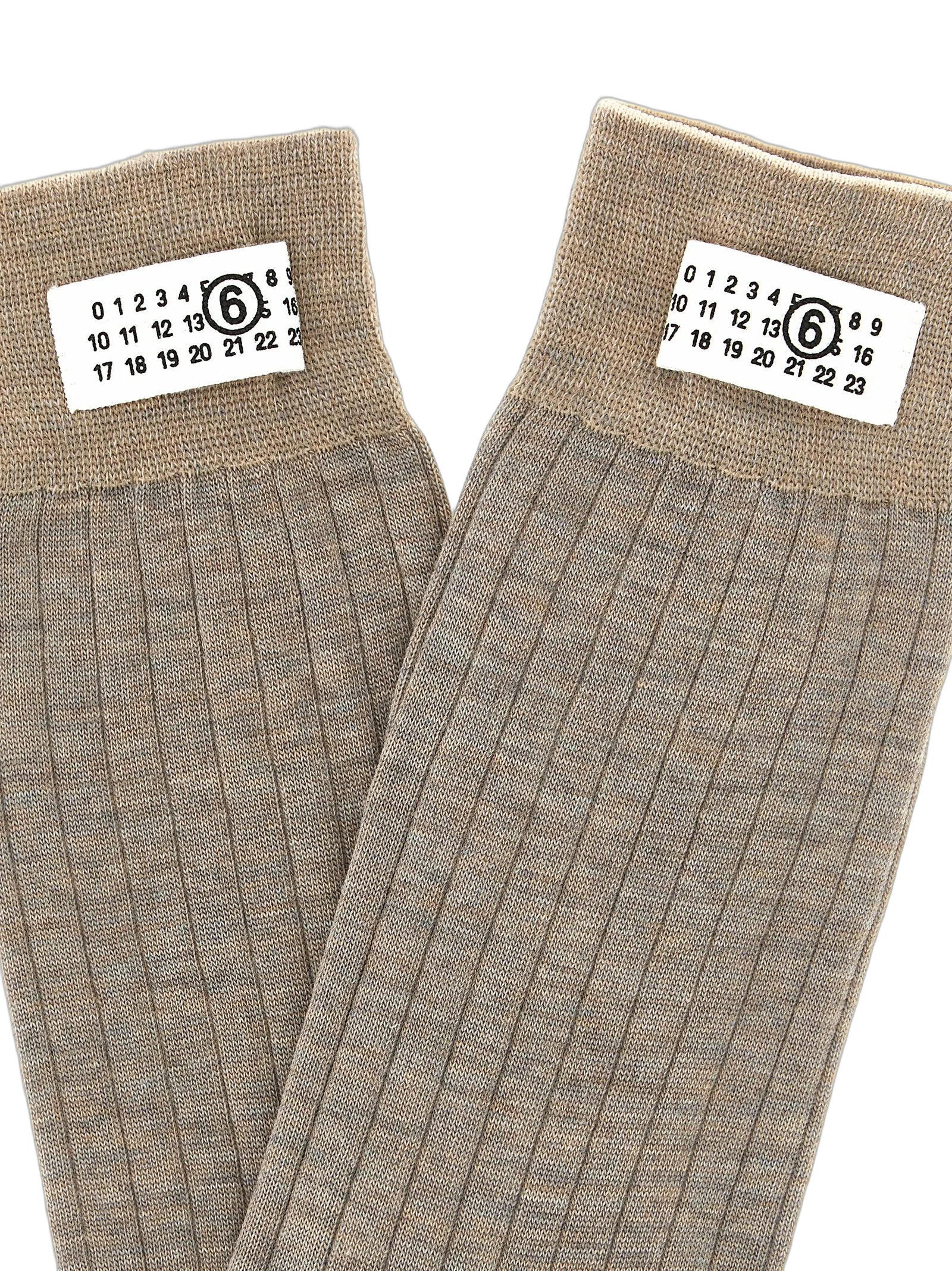 MM6 Maison Margiela Ribbed Wool Socks — Beige, view 3