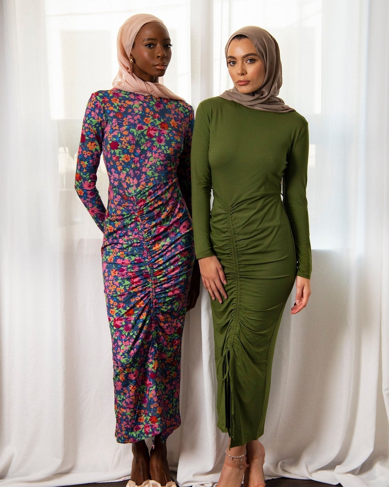 The Bodycon Maxi: Long Sleeve Modest Ruched Dress by Citizens Of The World