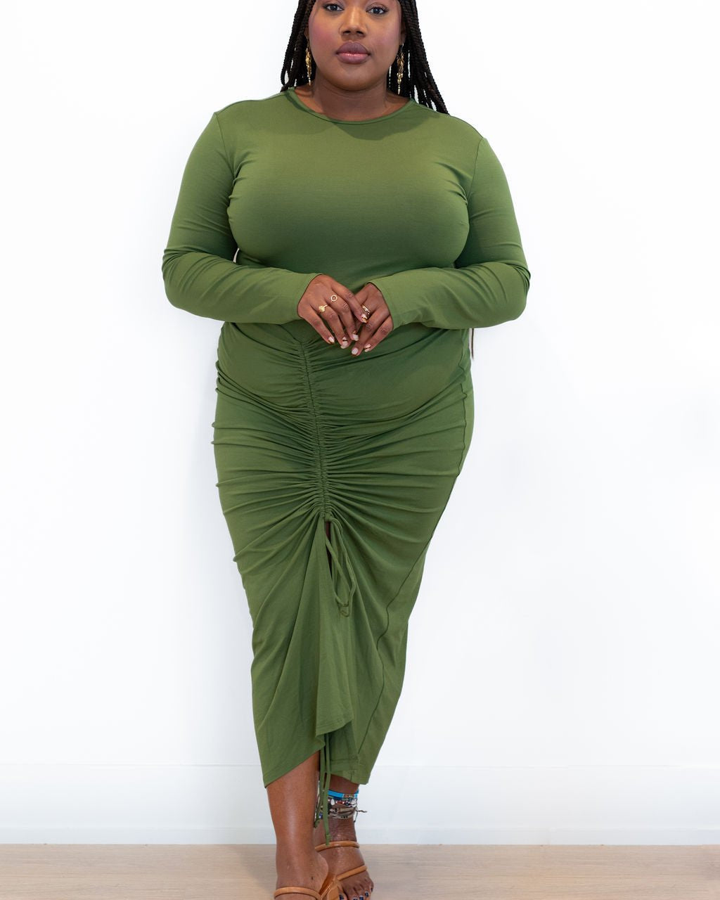 The Bodycon Maxi: Long Sleeve Modest Ruched Dress, view 7