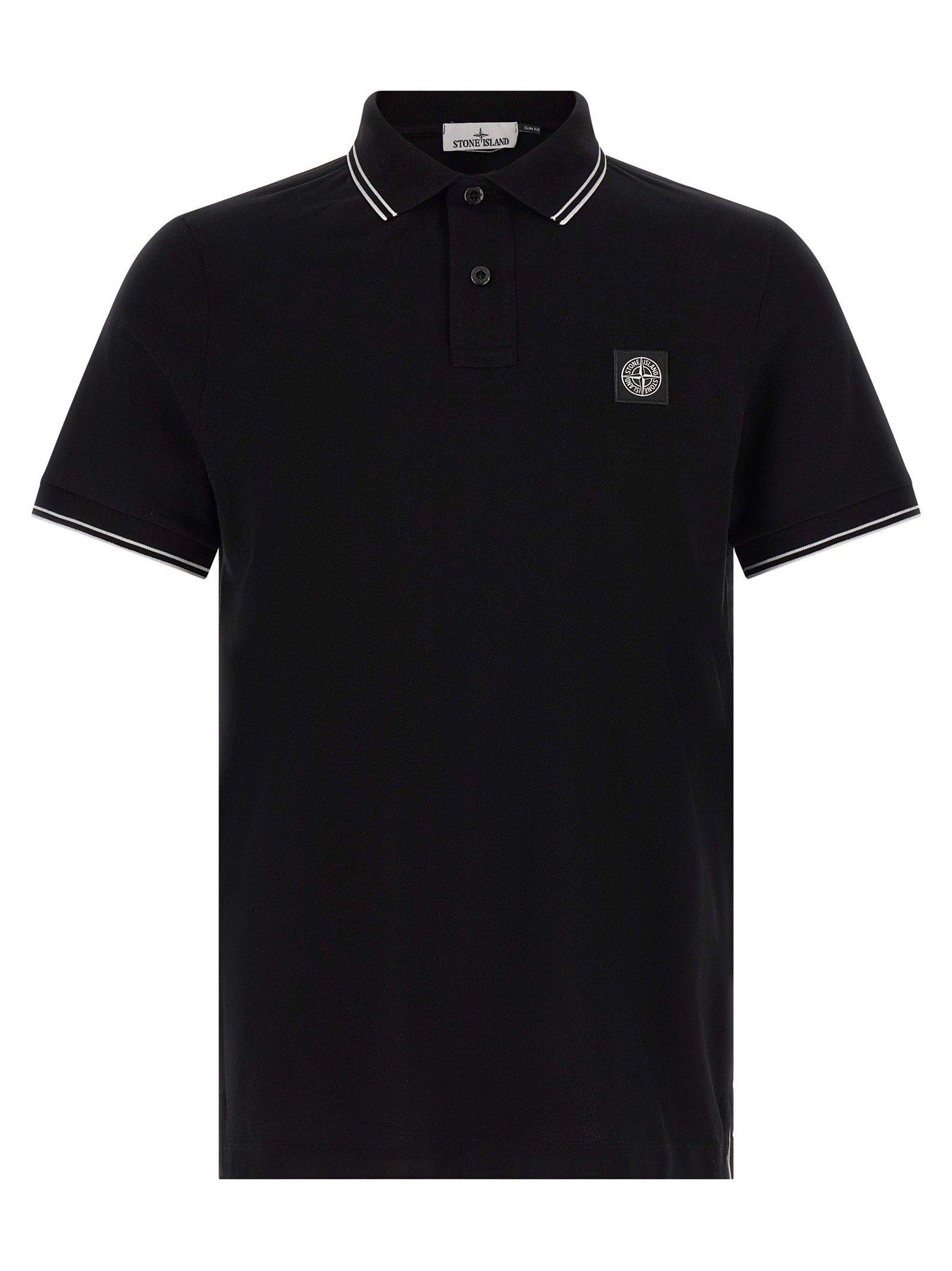 Stone Island Compass Logo Cotton Piqué Polo Shirt — Black by Stone Island