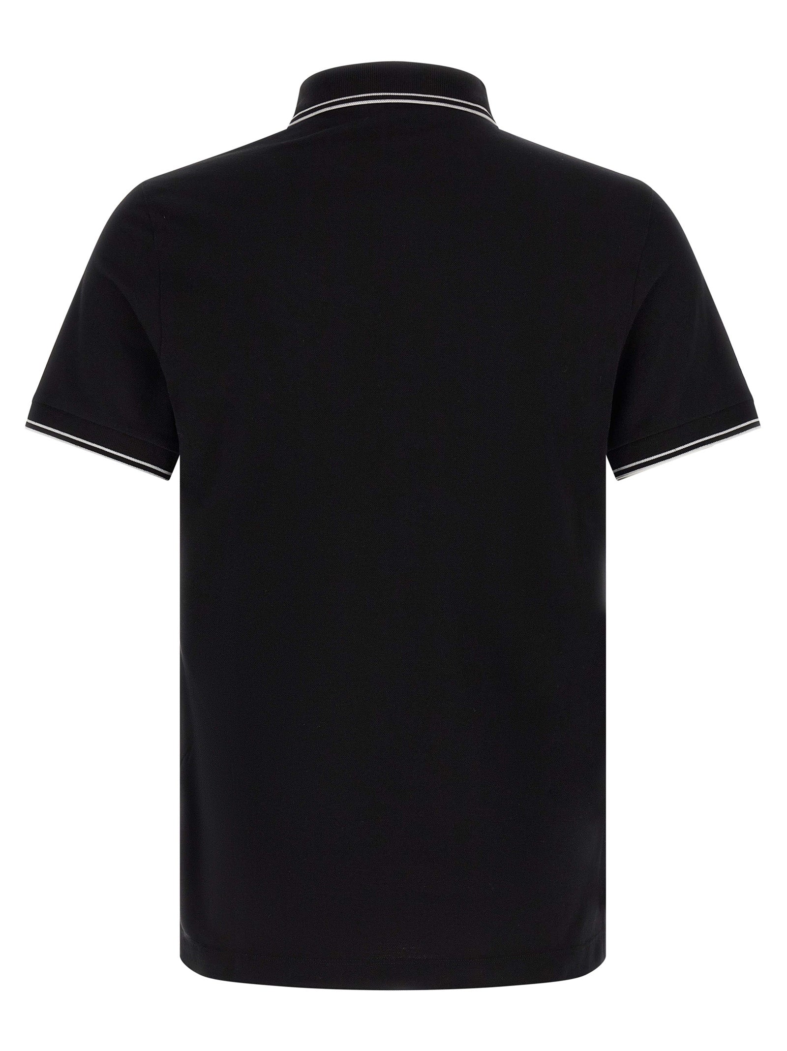 Stone Island Compass Logo Cotton Piqué Polo Shirt — Black, view 2