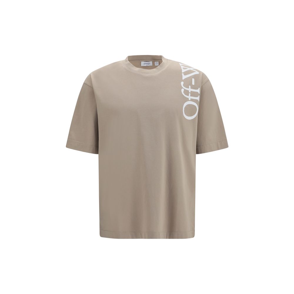 Off-White Vertical Logo-Print Cotton T-Shirt — Beige by Off-White