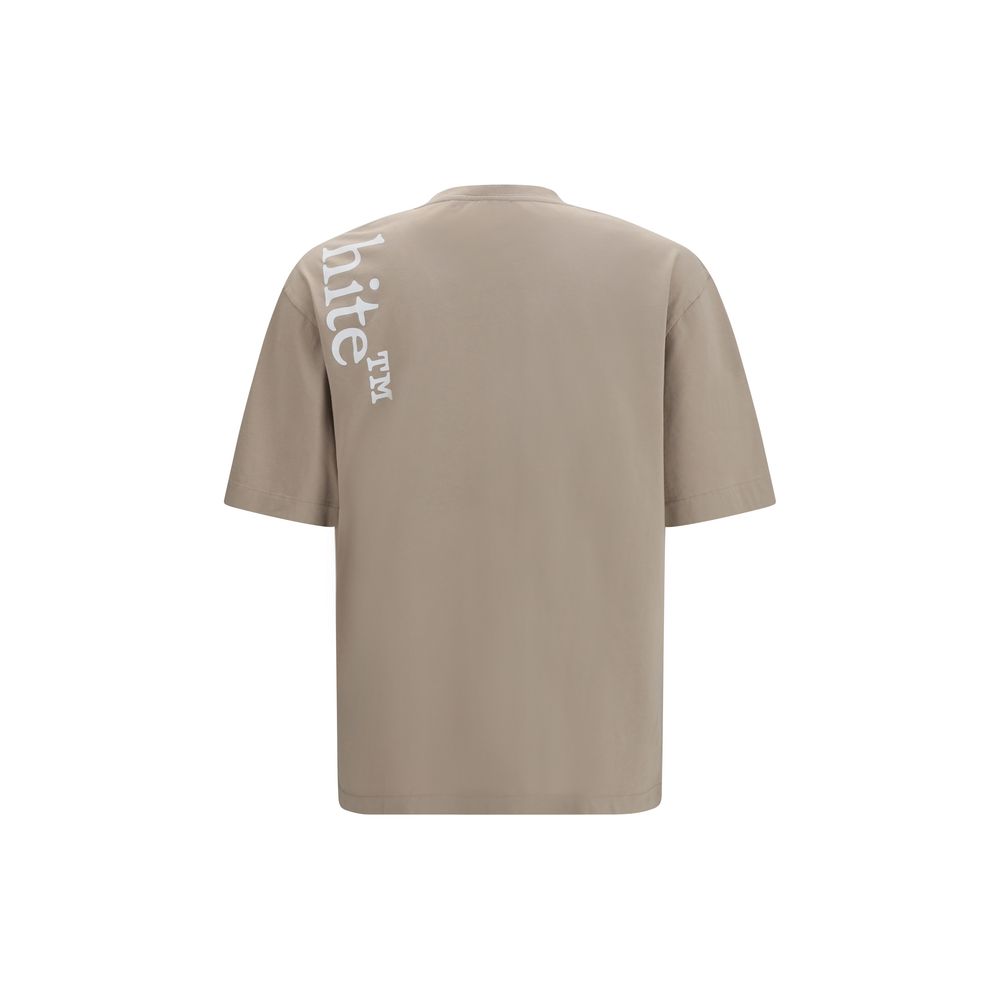 Off-White Vertical Logo-Print Cotton T-Shirt — Beige, view 2