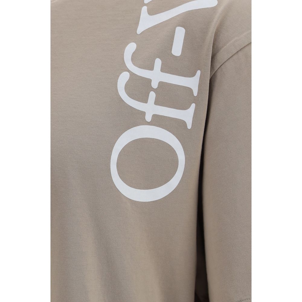 Off-White Vertical Logo-Print Cotton T-Shirt — Beige, view 3