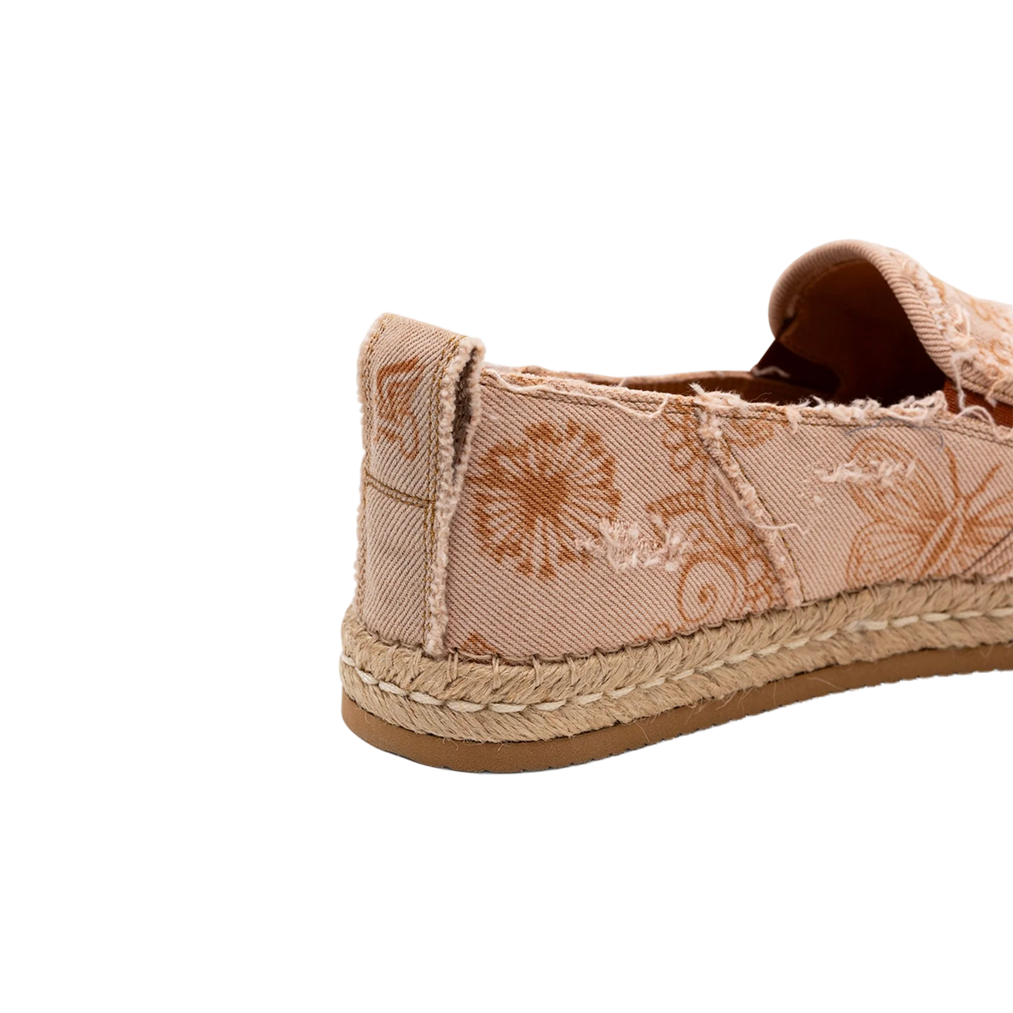 Hogan Floral-Print Frayed Espadrille — Orange, view 4