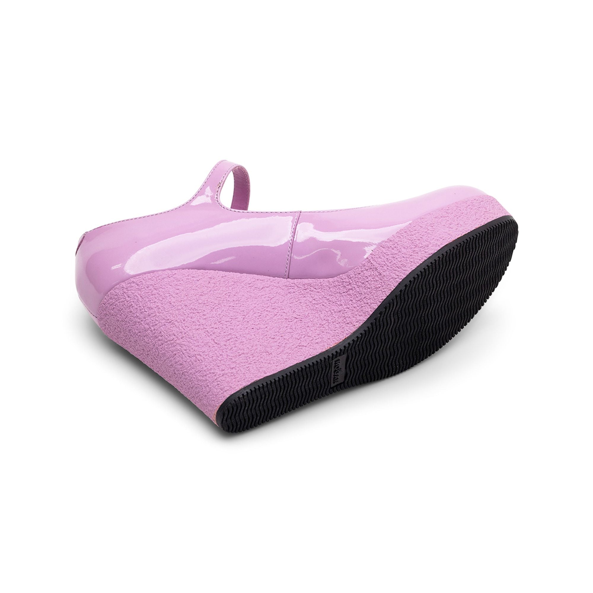 Hogan Buckle-Strap Leather Wedge Pump — Pink, view 3