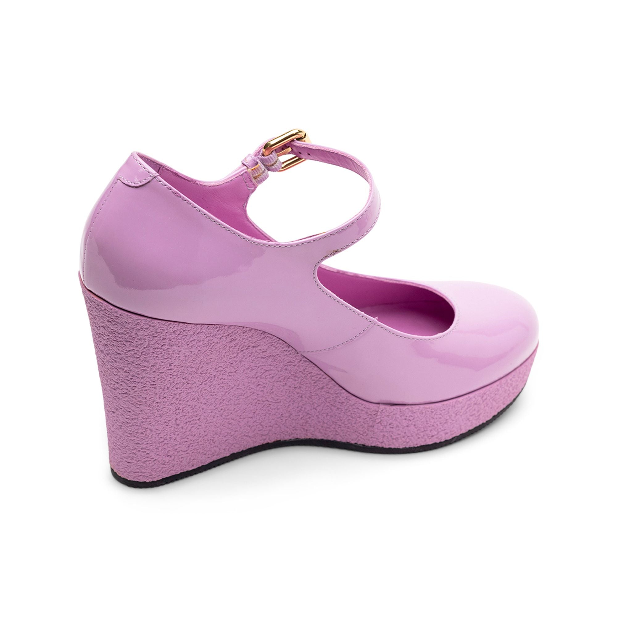 Hogan Buckle-Strap Leather Wedge Pump — Pink, view 4