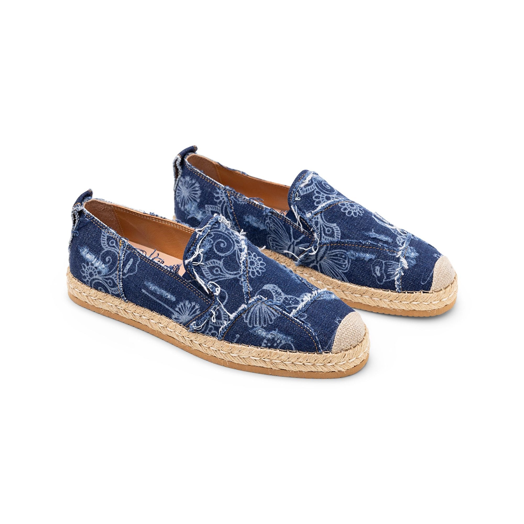 Hogan Denim Floral Print Espadrille Sandal — Navy, view 2