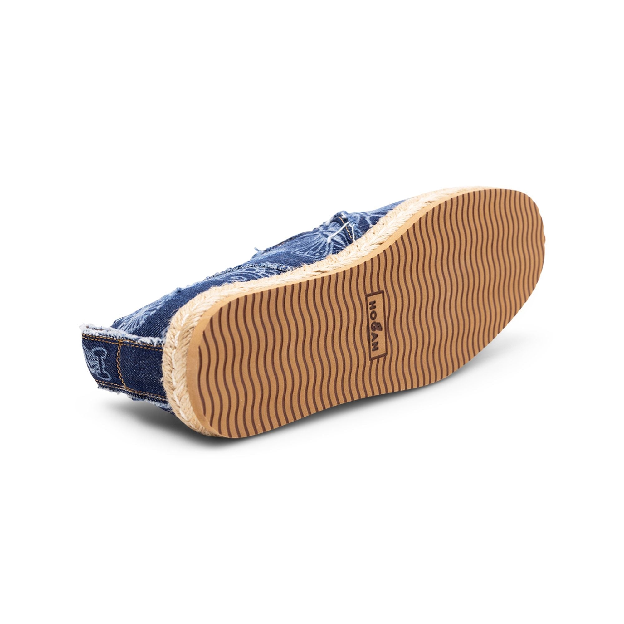 Hogan Denim Floral Print Espadrille Sandal — Navy, view 4