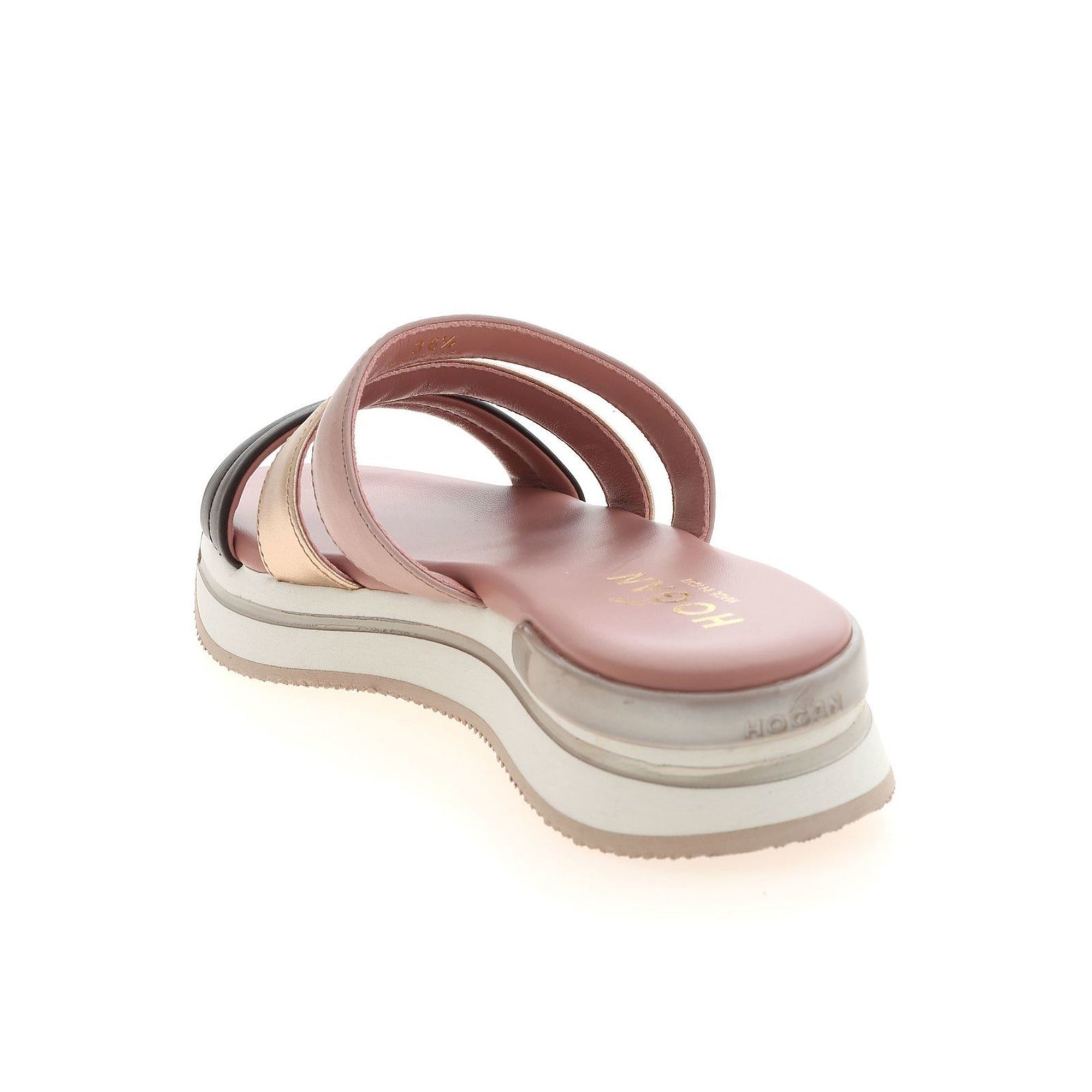 Hogan Triple Strap Sandals — Pink, view 3
