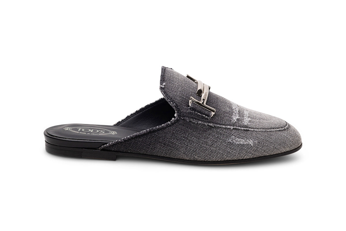 Tod's Denim Logo Mule — Black by Tod'S