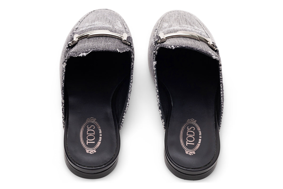 Tod's Denim Logo Mule — Black, view 3