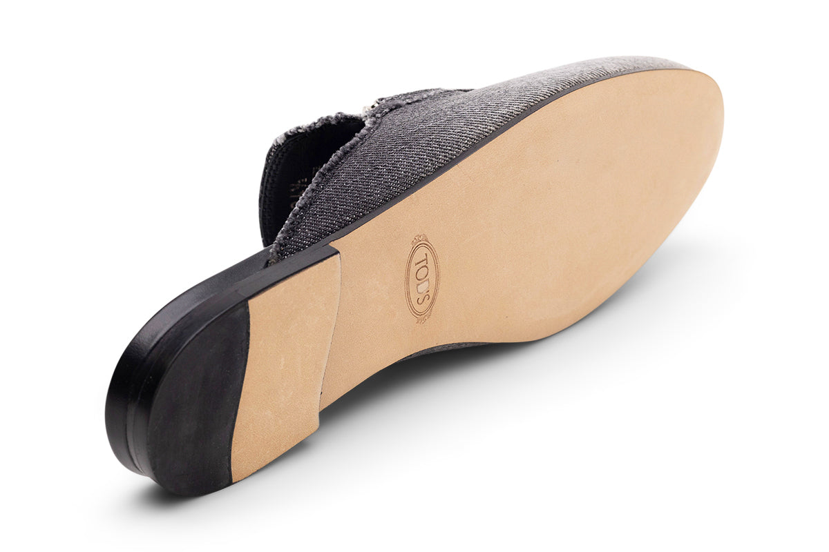 Tod's Denim Logo Mule — Black, view 4