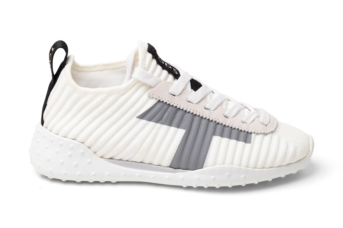 Tod's Ribbed Leather Lace-Up Sneaker — White by Tod'S