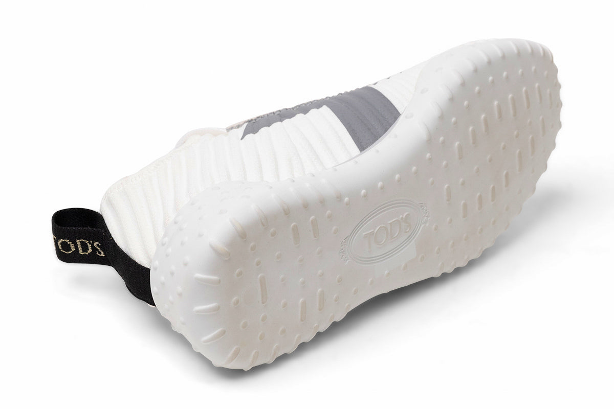 Tod's Ribbed Leather Lace-Up Sneaker — White, view 4