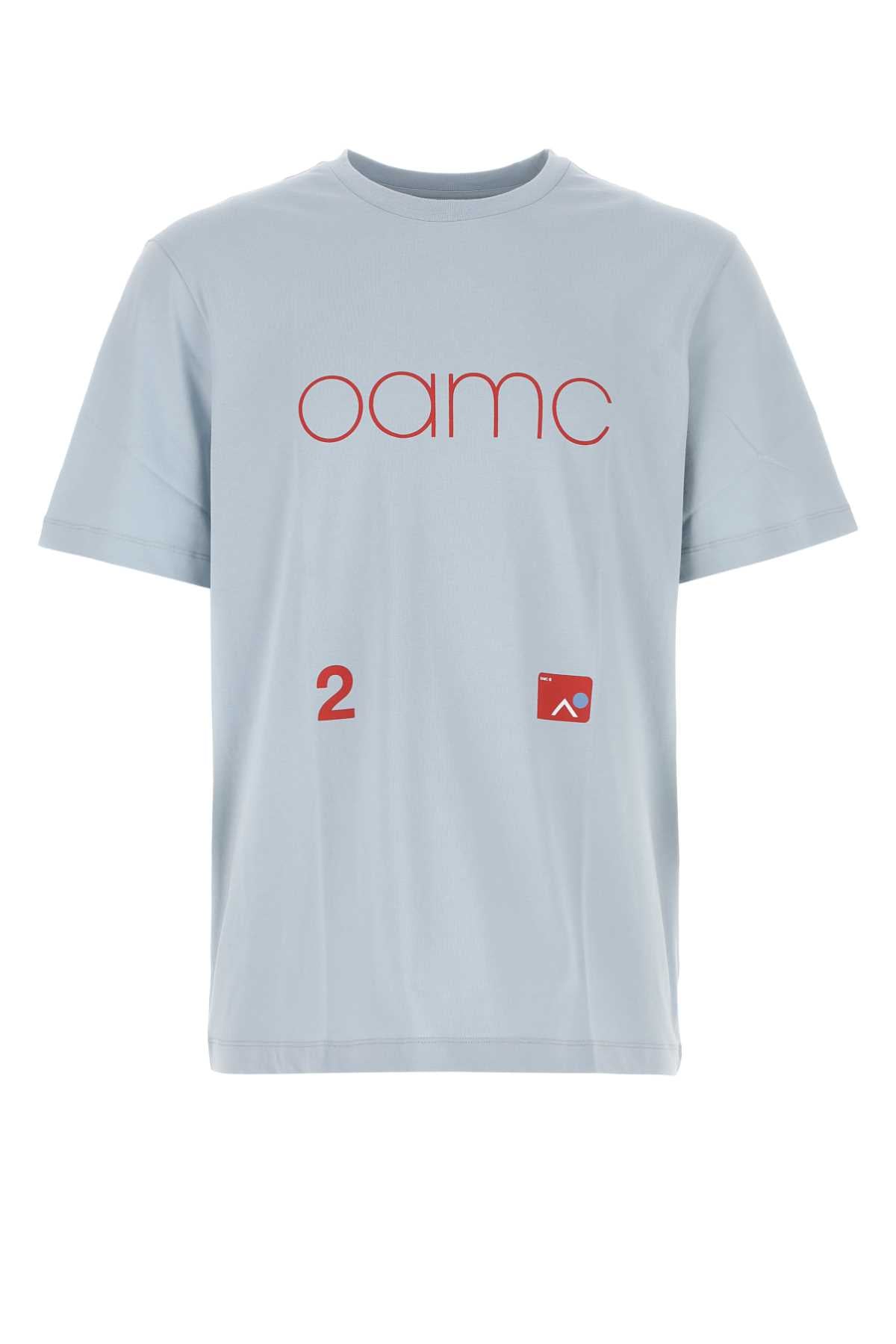Oamc Logo-Printed Cotton T-Shirt — Blue by Oamc