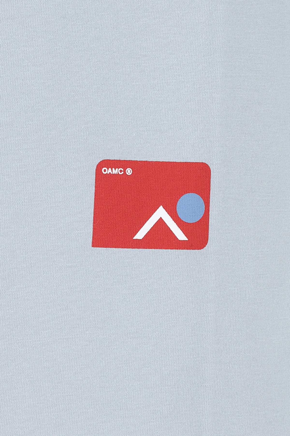 Oamc Logo-Printed Cotton T-Shirt — Blue, view 3