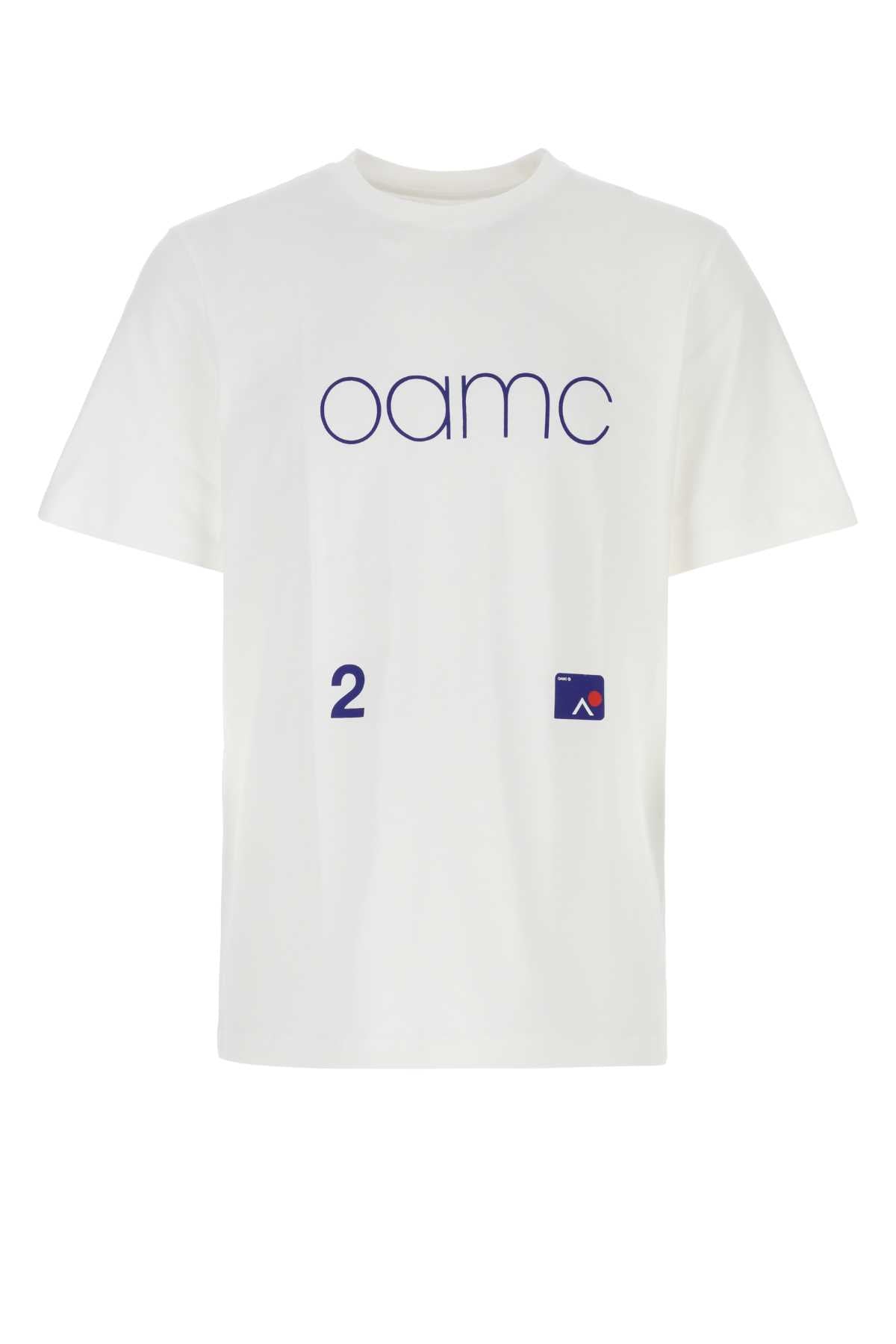 Oamc Logo-Embroidered Cotton T-Shirt — White by Oamc