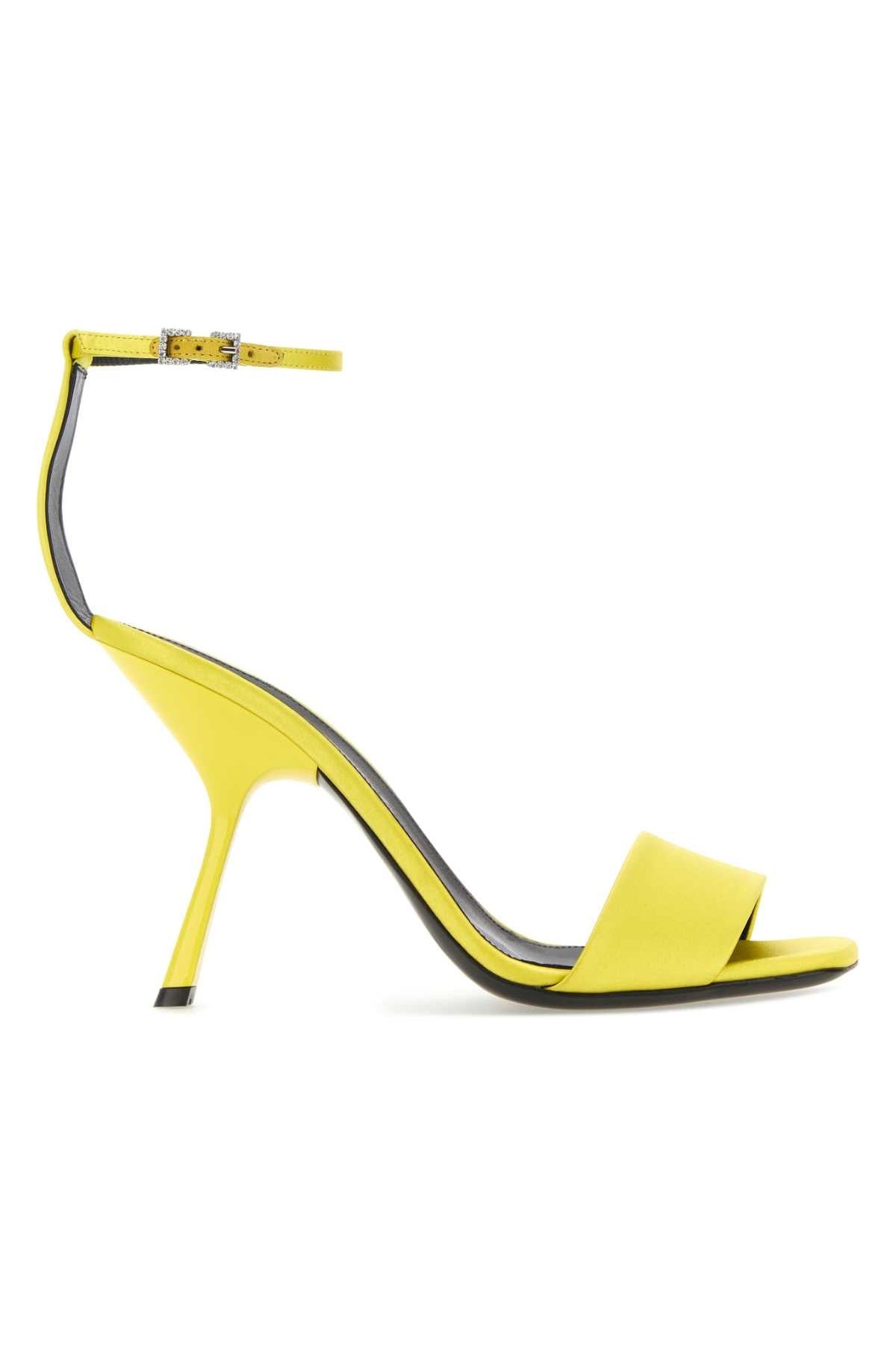 Sergio Rossi Satin Ankle-Strap Heel Sandal — Yellow by Sergio Rossi